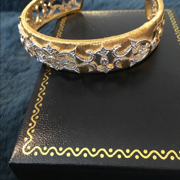 Like New Vintage Gold Toned Wide Bangle & Crystal Bracelet - Picture 3 of 9